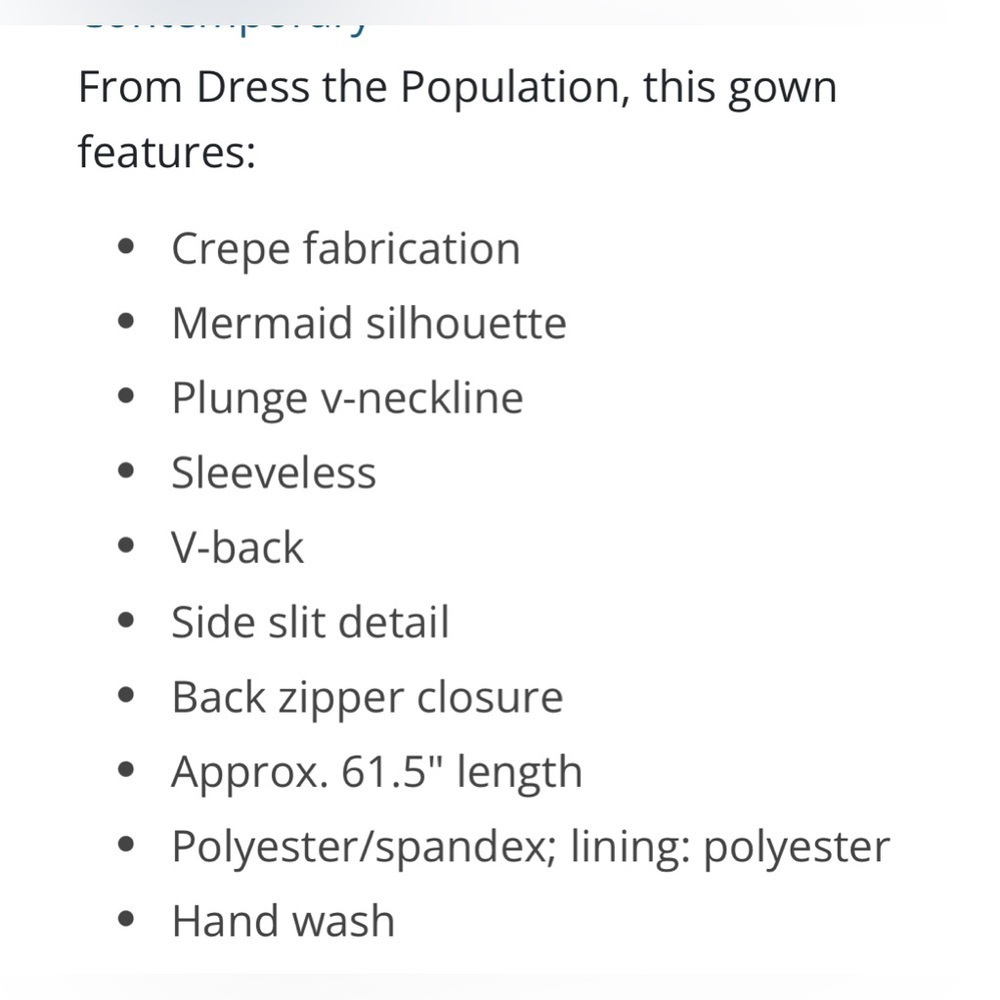 DRESS THE POPULATION BLUSH MAXI GOWN WITH SLIT LARGE NEW WITH TAGS - Picture 13 of 13